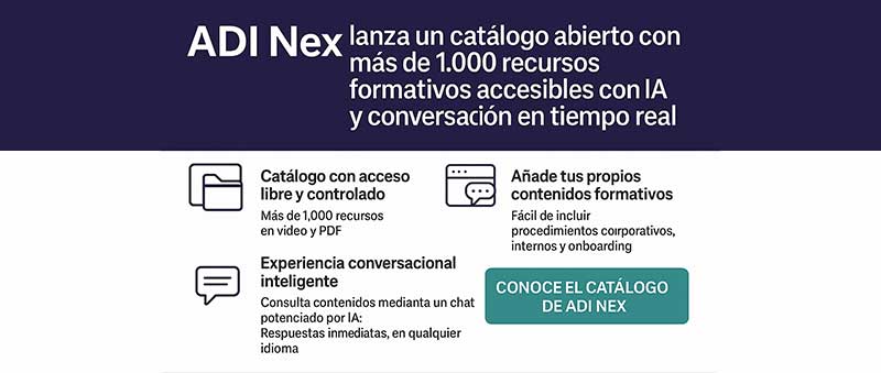 Adi Nex lanza un catálogo con 1.000 recursos formativos accesibles con IA y conversación en tiempo real