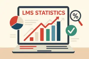 Gráfico de estadísticas digitales en una pantalla que representa el análisis de datos de un LMS.