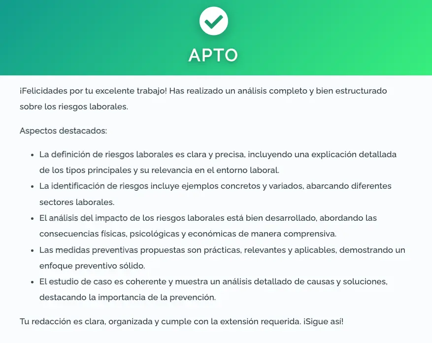 Feedback inteligente en tareas interactivas con IA dentro de un curso eLearning