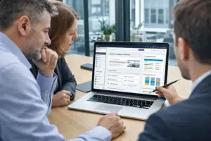 team reviewing corporate e-learning course on a learning platform after new SENCE training regulations