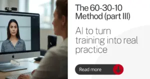 Learner interacting with an avatar in AI-powered training for real practice