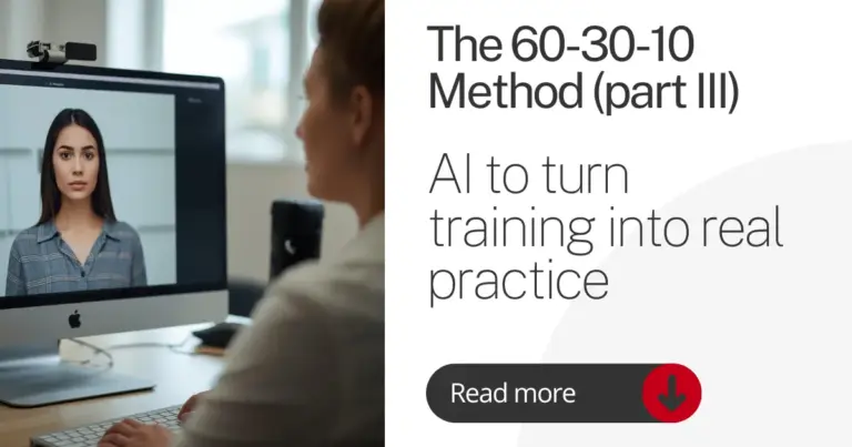 Learner interacting with an avatar in AI-powered training for real practice