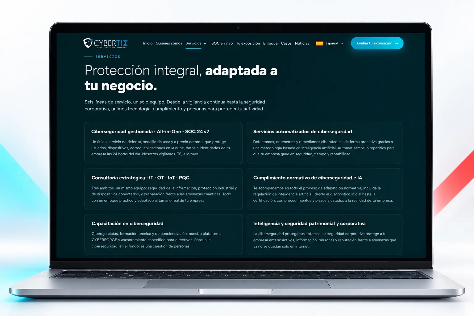Web de Cybertix sobre ciberseguridad y formación para empresas